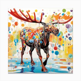 Moose With Balloons 1 Canvas Print