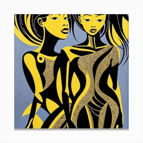 Two Women In Yellow And Black 1 Canvas Print
