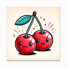 Kawaii Cherries Canvas Print