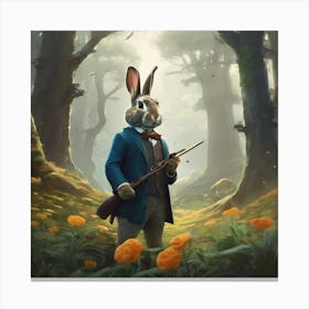 rabbit with gun Canvas Print