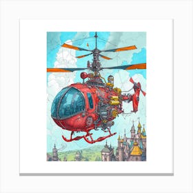 Steampunk Retro Helicopter 2 Canvas Print