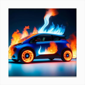 Bmw I3 On Fire Canvas Print