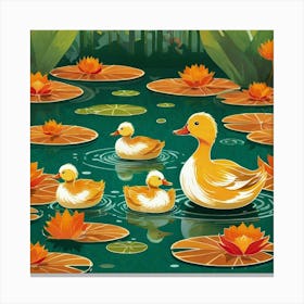 Ducks In The Pond 20 Canvas Print