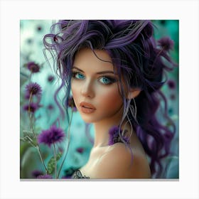 Beautiful Girl With Purple Hair 1 Canvas Print