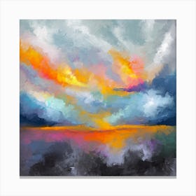 Nature Knife Painting Square Canvas Print