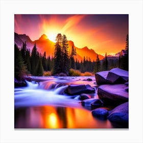 Sunset In The Mountains Canvas Print