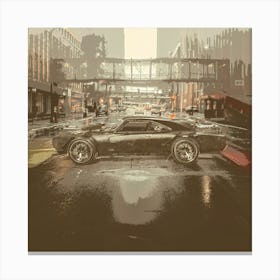 Car In The Rain Canvas Print