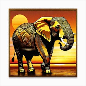 Elephant At Sunset 6 Canvas Print