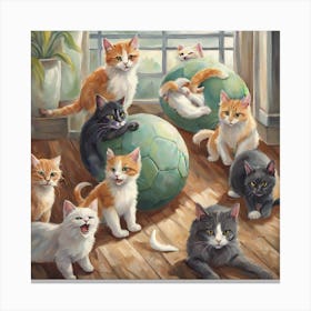 Cats Playing In Ball 231462094 Canvas Print