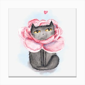 Cat In A Flower Canvas Print