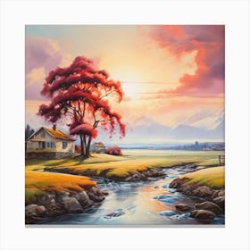 Sunset By The River Canvas Print