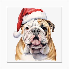 Bulldog Santa Hat 6 Canvas Print