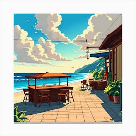 Restaurant On The Beach Canvas Print