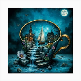 Tea Cup At Night Canvas Print