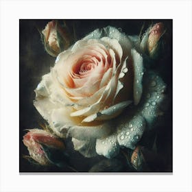 Roses With Water Droplets Canvas Print