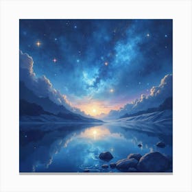 Dreamy Cosmic Watercolor With Luminous Star Formations 1 Canvas Print