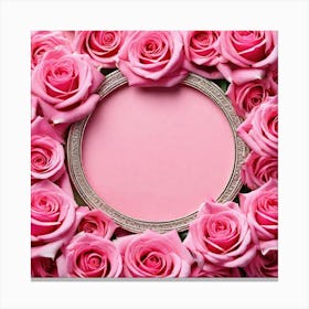 Frame Of Pink Roses Canvas Print