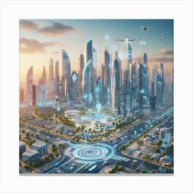 Futuristic Cityscape 253 Canvas Print