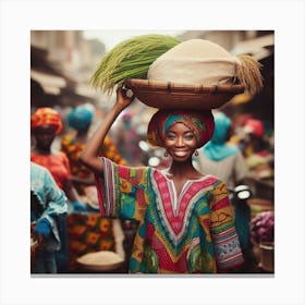 Nigerian Woman With Basket 1 Canvas Print