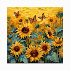 Sunflowers And Butterflies 4 Canvas Print