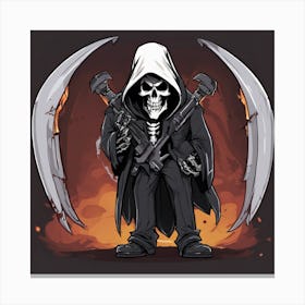 "Deathly Duet: Unmasking the Guardians of the Underworld" Canvas Print