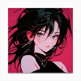Anime Girl With Black Hair Canvas Print