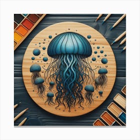 Blue Jellyfish Art Piece Canvas Print