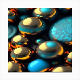 Abstract Gold And Blue Spheres Canvas Print