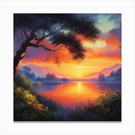 Sunrise Over Lake Canvas Print