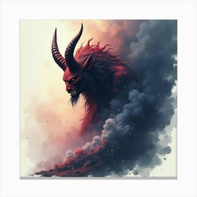 Demon With Dark Storm Cloud, Watercolor, Intense And Colorful 1 Canvas Print