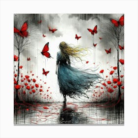 Girl In The Rain Canvas Print