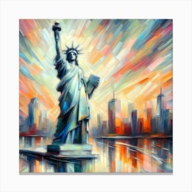 Creative Color Brush Painting Liberty Statue New York 1 Canvas Print