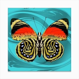 Mechanical Butterfly The Agrias Amydon Tryphon F On A Light Blue Background Canvas Print