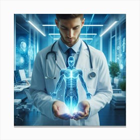 Doctor Holding A Human Body Canvas Print