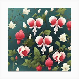 Flowers of Bleeding heart, Vector art 3 Canvas Print