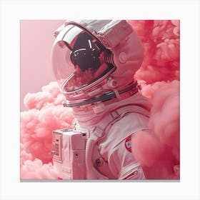 Astronaut In Pink Smoke Canvas Print