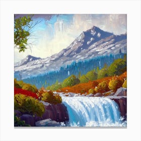 Waterfall in the mountains with stunning nature 6 Canvas Print