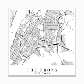 The Bronx New York Street Map Minimal Square Canvas Print