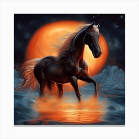 Horse In The Water Canvas Print