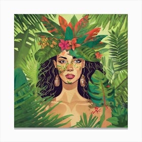 Hawaiian Girl In The Jungle Canvas Print