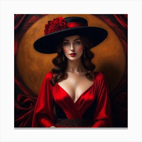 Beautiful Woman In A Red Dress 1 Canvas Print
