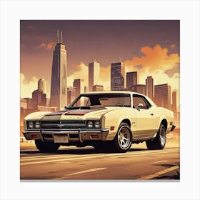 Classic Muscle Car In The City Canvas Print