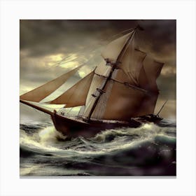 Sailing Ship In Rough Seas Canvas Print