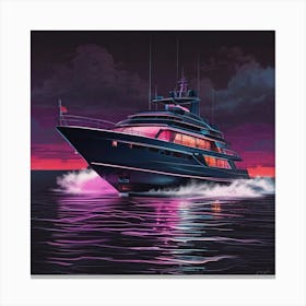 Yacht At Night 3 Canvas Print