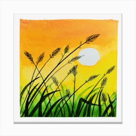 Watercolor Summer Meadow Near The Sunset Canvas Print
