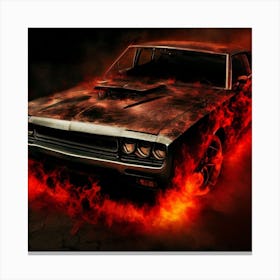 Dodge Charger In Flames Canvas Print