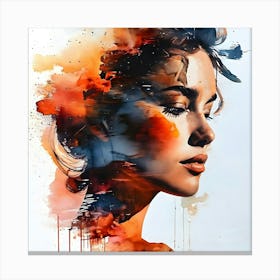 Watercolor Of A Woman'S Face Canvas Print