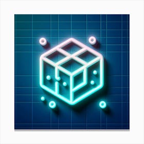 Neon Cube Icon Vector Illustration Canvas Print