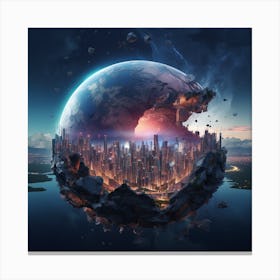 Igiracer Broken In Half Planet With Amazing City Inside 1 Canvas Print