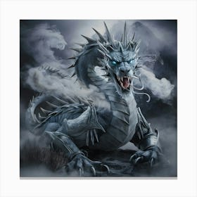 A Striking And Imposing Depiction Of An Adult Ice Dragon Canvas Print